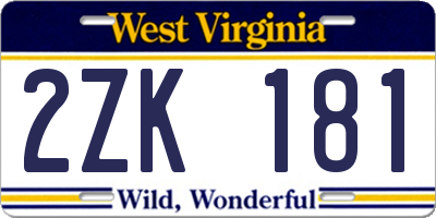 WV license plate 2ZK181