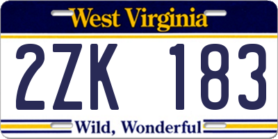 WV license plate 2ZK183