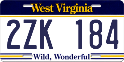 WV license plate 2ZK184
