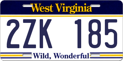 WV license plate 2ZK185
