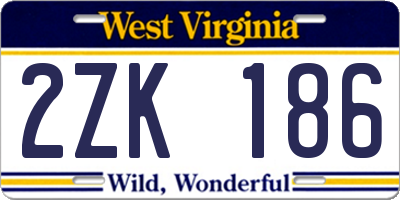 WV license plate 2ZK186