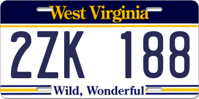 WV license plate 2ZK188