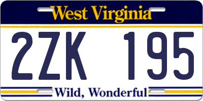 WV license plate 2ZK195