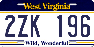 WV license plate 2ZK196