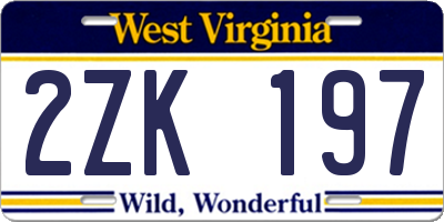 WV license plate 2ZK197