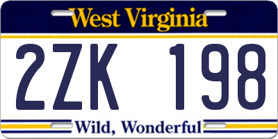 WV license plate 2ZK198