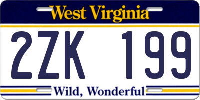 WV license plate 2ZK199