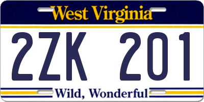 WV license plate 2ZK201