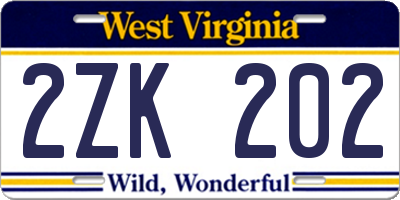 WV license plate 2ZK202
