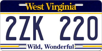 WV license plate 2ZK220