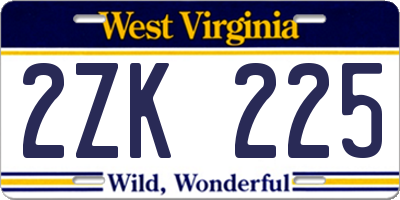 WV license plate 2ZK225
