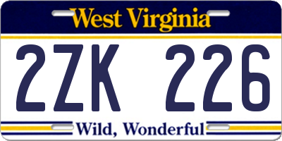 WV license plate 2ZK226