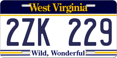 WV license plate 2ZK229