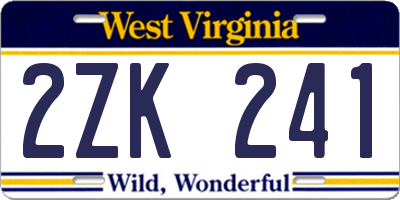 WV license plate 2ZK241
