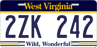 WV license plate 2ZK242