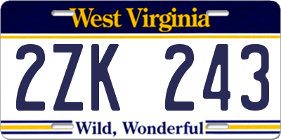 WV license plate 2ZK243