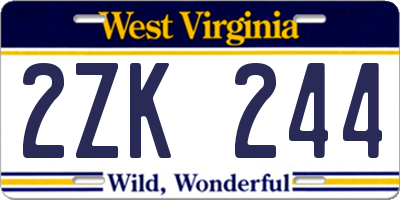WV license plate 2ZK244