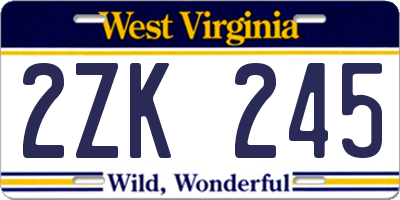 WV license plate 2ZK245
