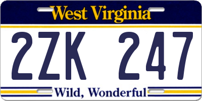 WV license plate 2ZK247