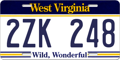 WV license plate 2ZK248