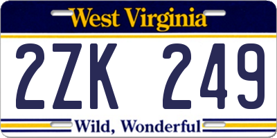 WV license plate 2ZK249