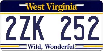 WV license plate 2ZK252