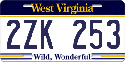 WV license plate 2ZK253