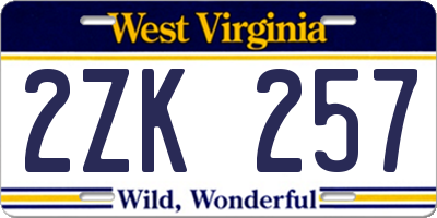 WV license plate 2ZK257