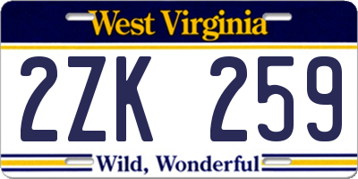 WV license plate 2ZK259