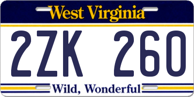 WV license plate 2ZK260