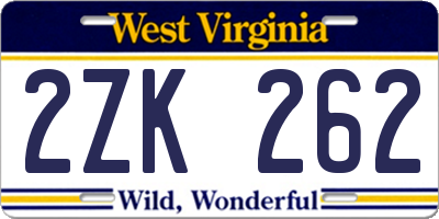 WV license plate 2ZK262