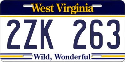 WV license plate 2ZK263