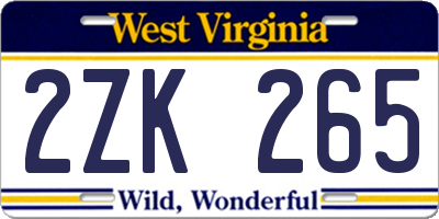 WV license plate 2ZK265
