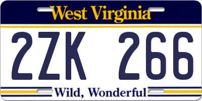WV license plate 2ZK266