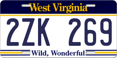 WV license plate 2ZK269