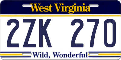 WV license plate 2ZK270