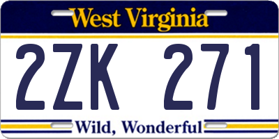 WV license plate 2ZK271