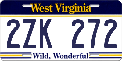 WV license plate 2ZK272