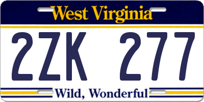 WV license plate 2ZK277