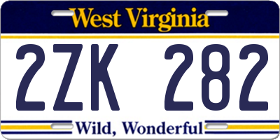 WV license plate 2ZK282
