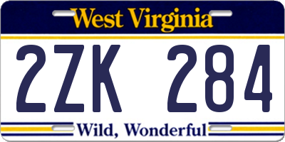 WV license plate 2ZK284