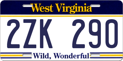 WV license plate 2ZK290
