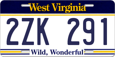 WV license plate 2ZK291