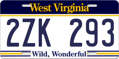 WV license plate 2ZK293