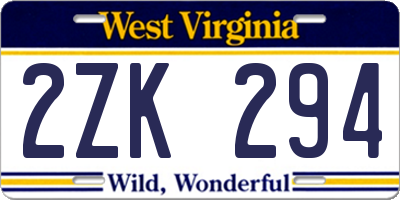 WV license plate 2ZK294