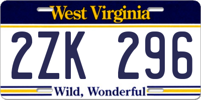 WV license plate 2ZK296