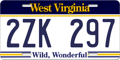 WV license plate 2ZK297