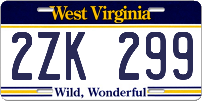 WV license plate 2ZK299