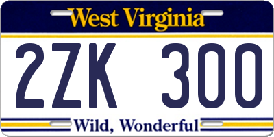 WV license plate 2ZK300