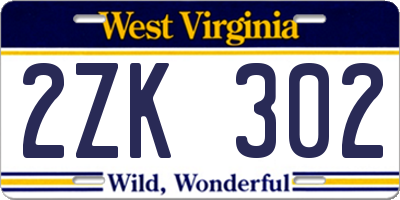 WV license plate 2ZK302